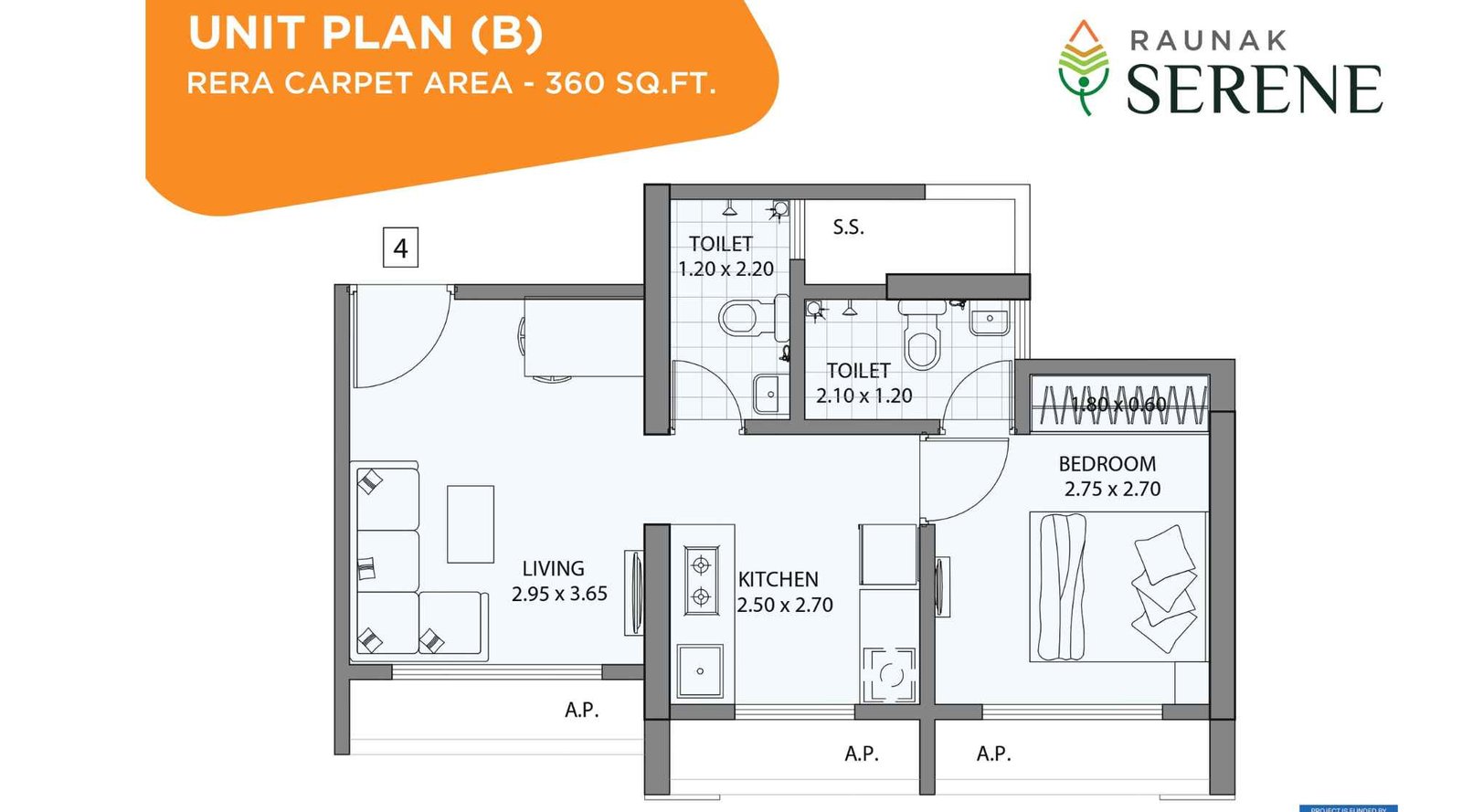 Raunak-Serene-Floor-Plan-1-BHK-360-sqft