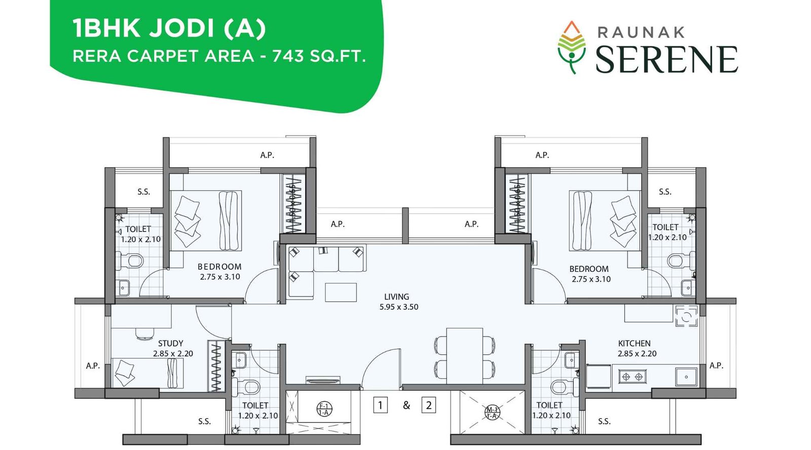 Raunak-Serene-Floor-Plan-1-BHK-Jodi-743-sqft